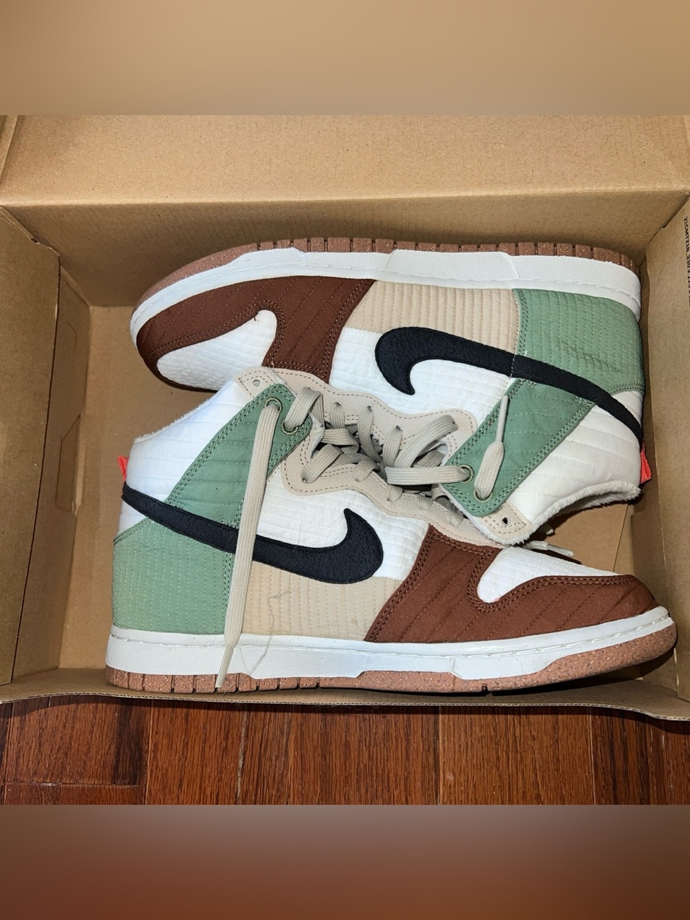 Nike Dunk High LX Next Nature Womens 9.5 Shoes White Toasty Green DN9909-100